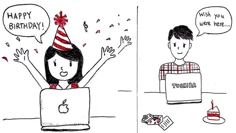 การ์ตูน คนรัก ความรัก คู่รัก รักระยะไกล แฟน