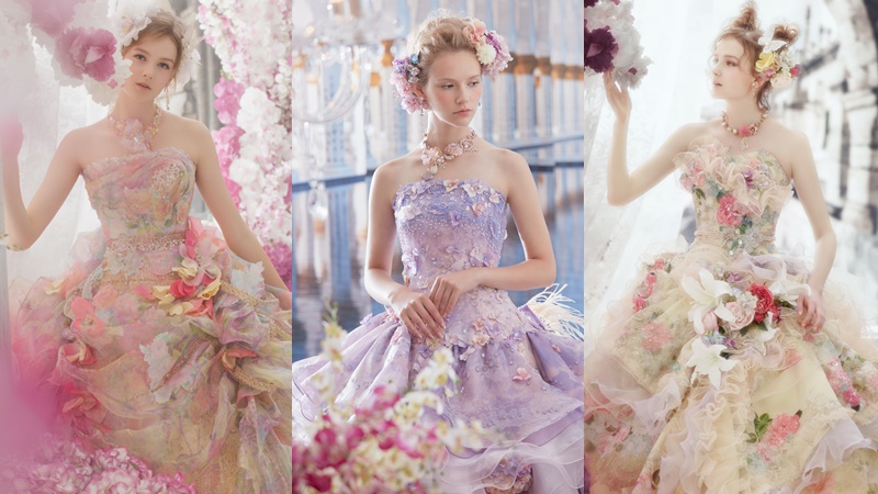 Stella de Libero ชุดเจ้าสาว ชุดแต่งงาน ชุดแต่งงานลายดอกไม้ ชุดแต่งงานสีพาสเทล ชุดแต่งงานสีหวาน ธีมเจ้าหญิง