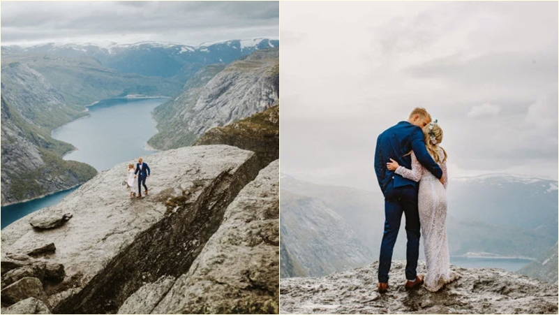 Trolltunga ถ่ายพรีเวดดิ้ง ประเทศนอร์เวย์ พรีเวดดิ้ง หน้าผาที่หวาดเสียวที่สุด