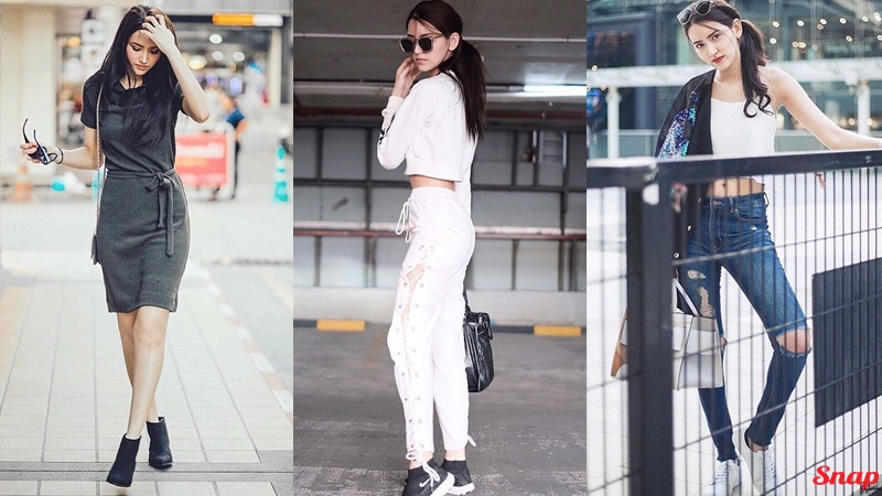 snap signature กางเกงวอร์ม ชุดเดรสเข้ารูป ลุคสปอร์ต สไตล์การแต่งตัว เกงเกงยีนส์ เสื้อเชิ้ต เสื้อเปิดไหล่ แฟชั่นการแต่งตัว ไอซ์ อามีนา